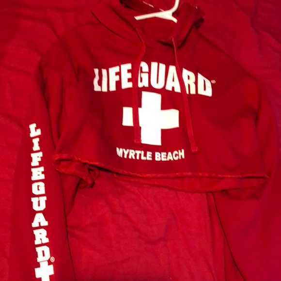 Cropped red life guard Hoodie - Picture 1 of 1